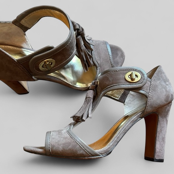 COACH Tristen Turnlock Suede Heels - Picture 3 of 7